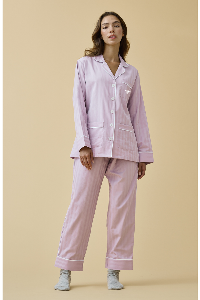Mom Cotton Pajama Set, Alternate, color, Lavender