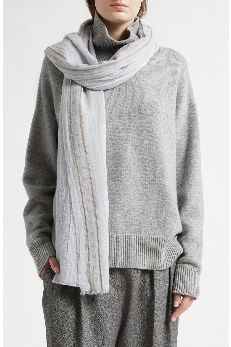 Cyrus Wool, Cashmere & Silk Scarf, Alternate, color, LIGHT GREY