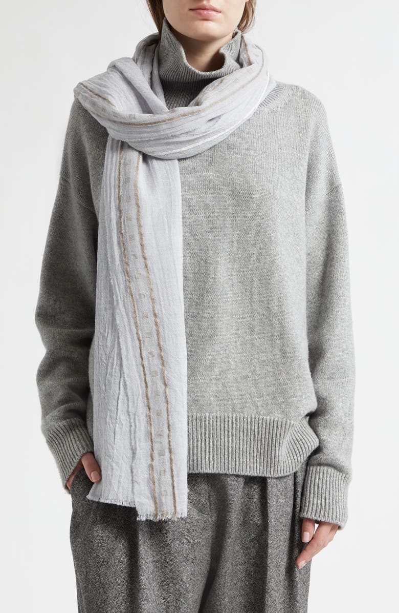 Johnstons of Elgin Cyrus Wool, Cashmere & Silk Scarf, Alternate, color, Light Grey