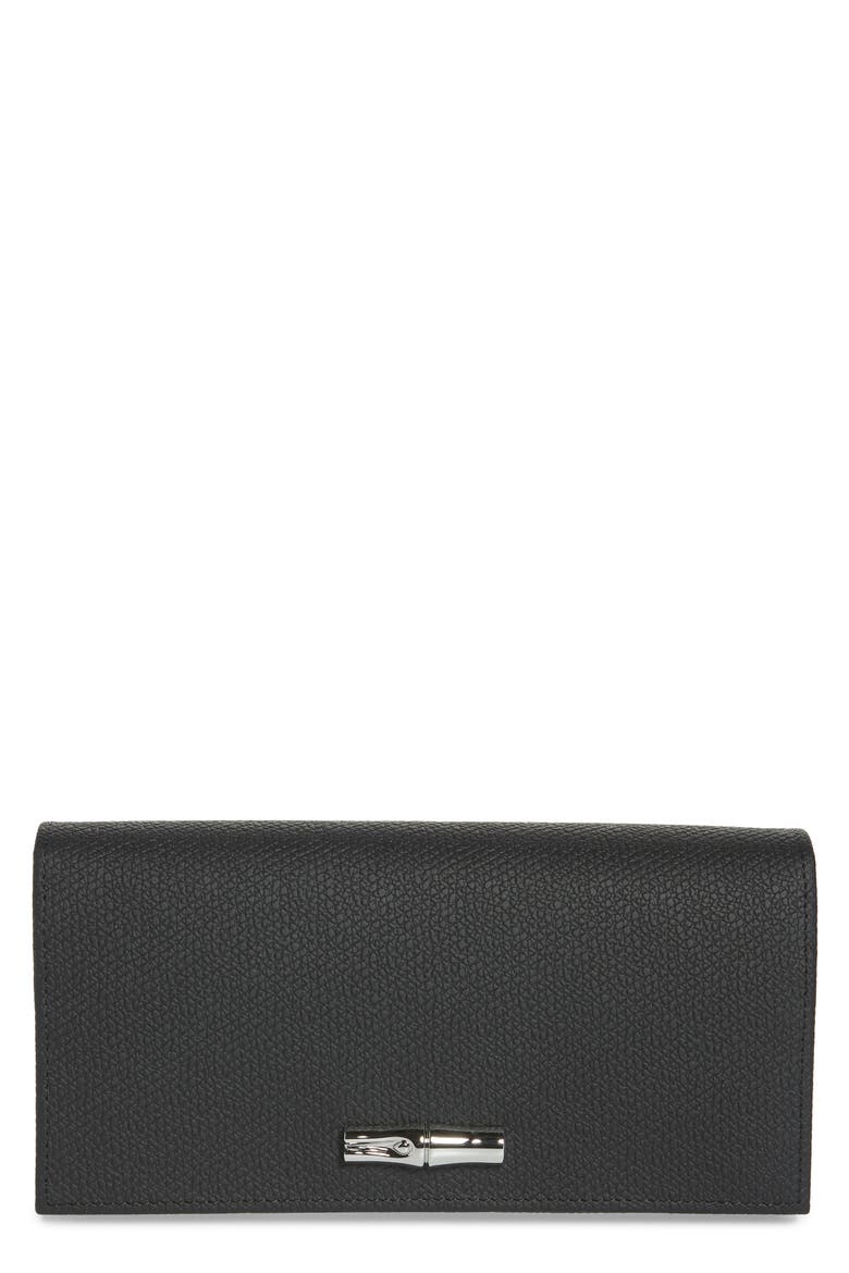 Roseau Leather Continental Wallet, Main, color, BLACK