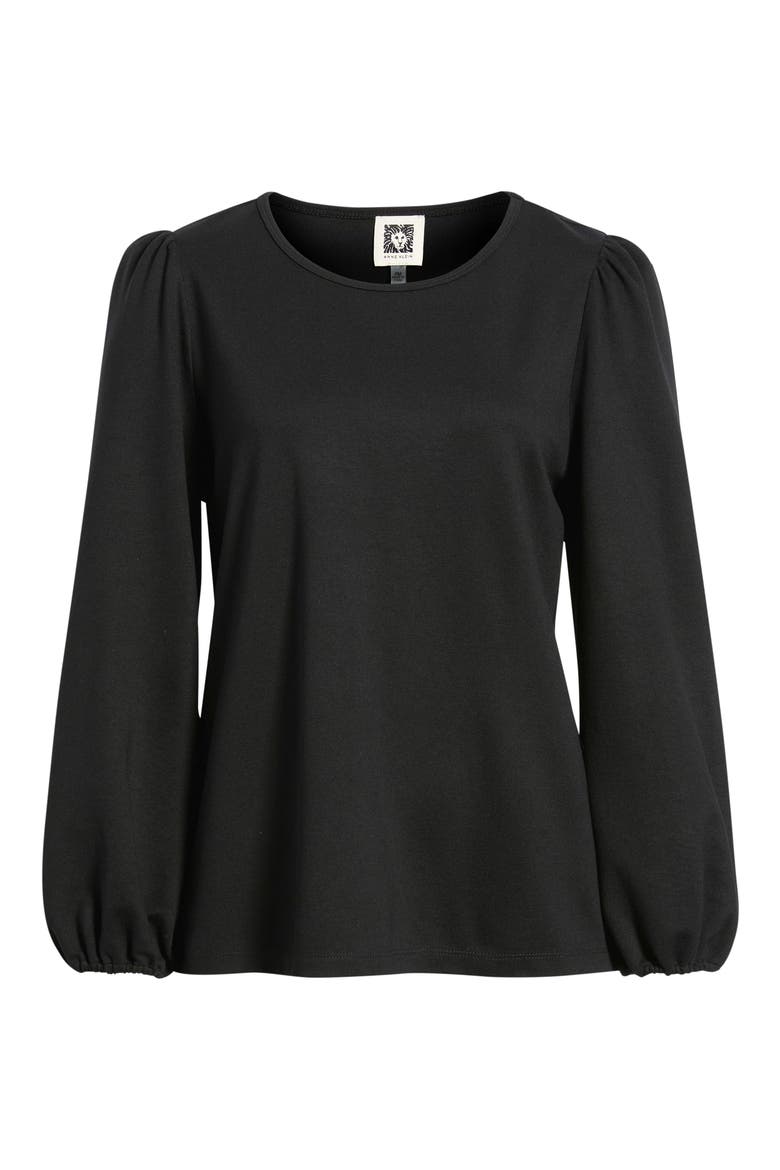 Puff Sleeve Crewneck Top, Alternate, color, ANNE BLACK