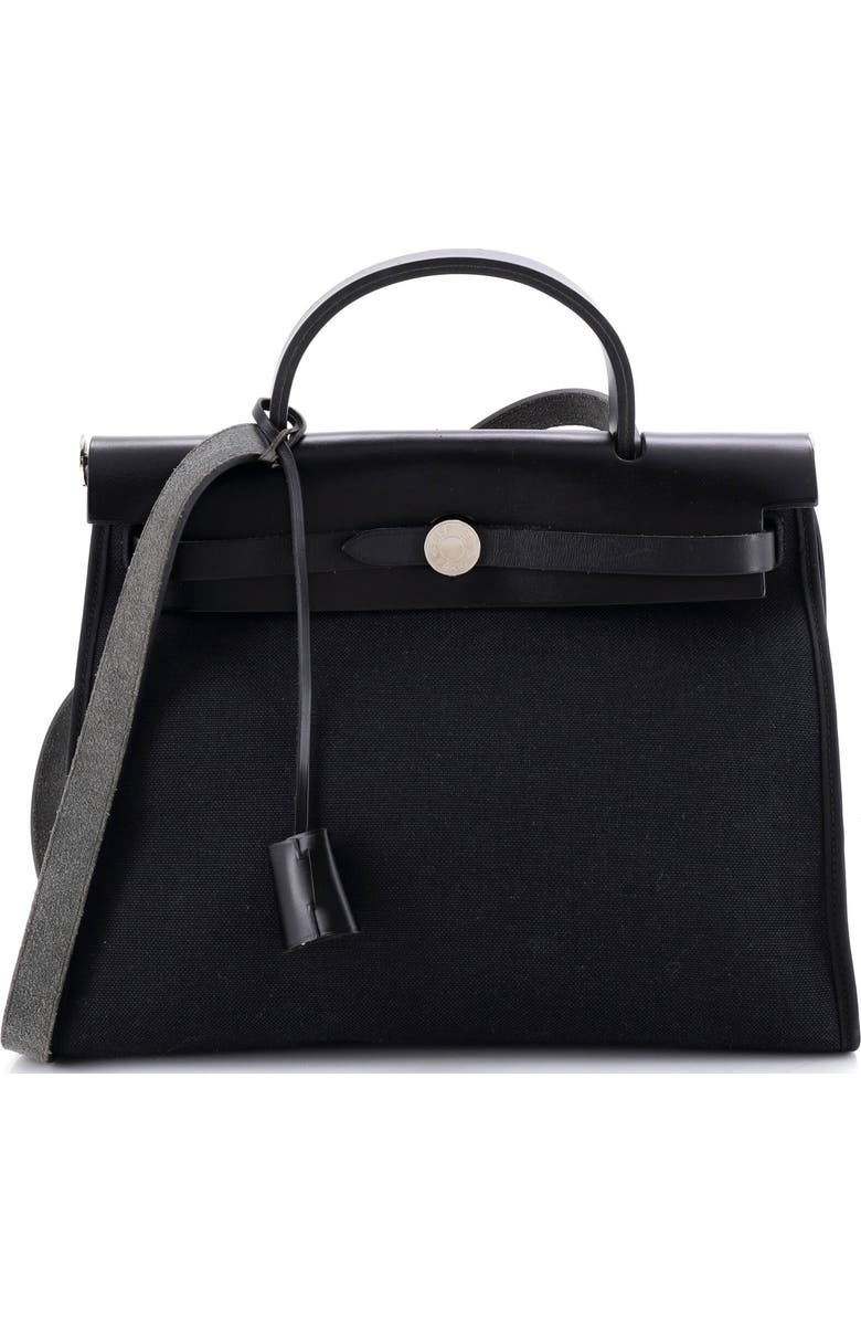 Pre-Owned Hermes Herbag Zip Leather and Toile 31, Main, color, Noir