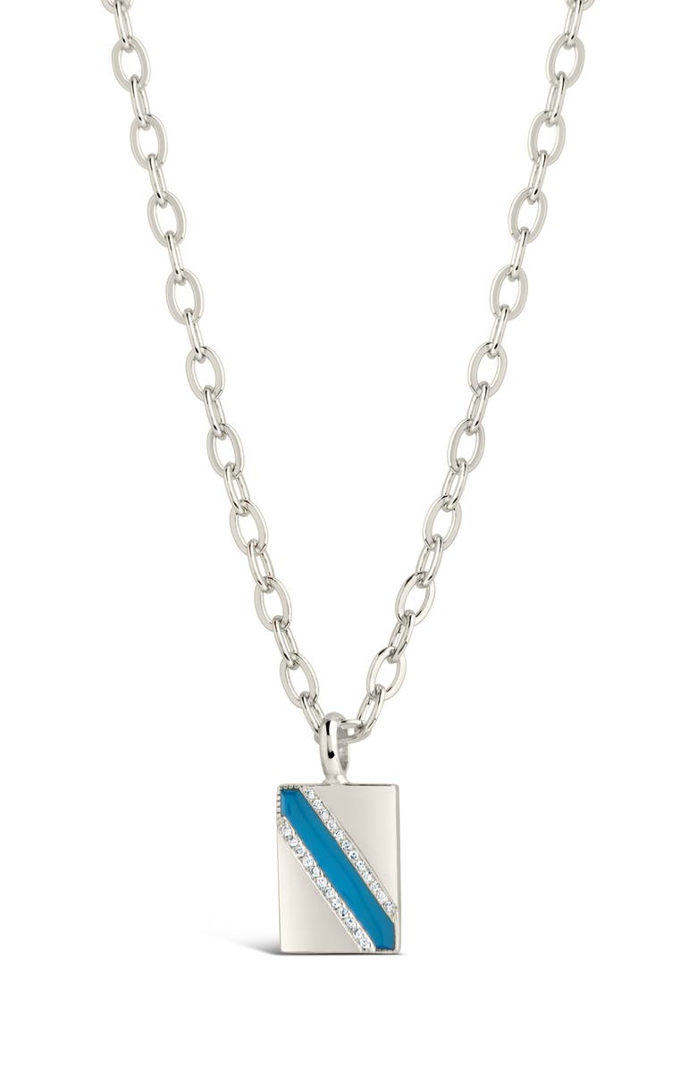Sterling Forever Calliope Enamel Rectangle Pendant Necklace, Main, color, 