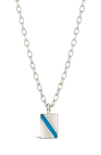 Sterling Forever Calliope Enamel Rectangle Pendant Necklace