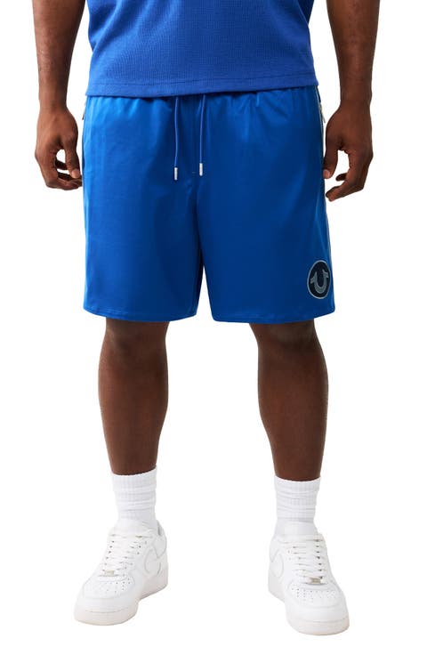 Mesh Block Satin Drawstring Shorts