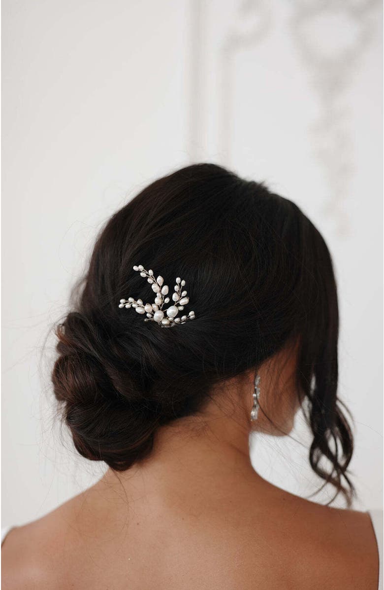 Untamed Petals Poetry Freshwater Pearl Hair Pin, Alternate, color, Gold