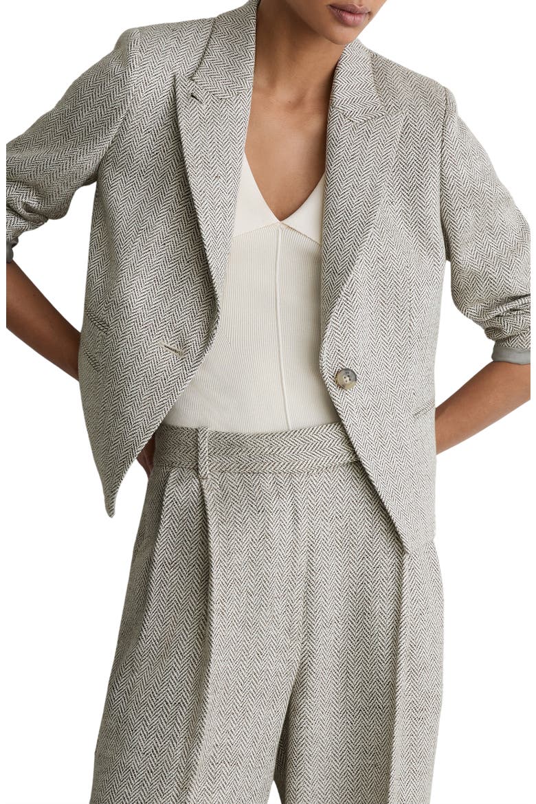Ezra Herringbone Cropped Blazer, Main, color, NEUTRAL