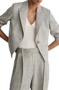 Reiss Ezra Herringbone Cropped Blazer