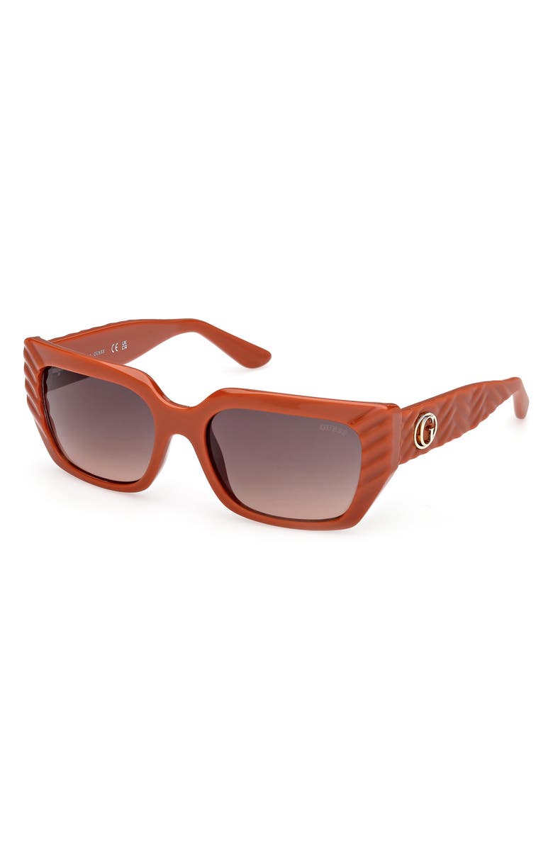 GUESS Rectangular Sunglasses, Alternate, color, Orange/ Gradient Brown
