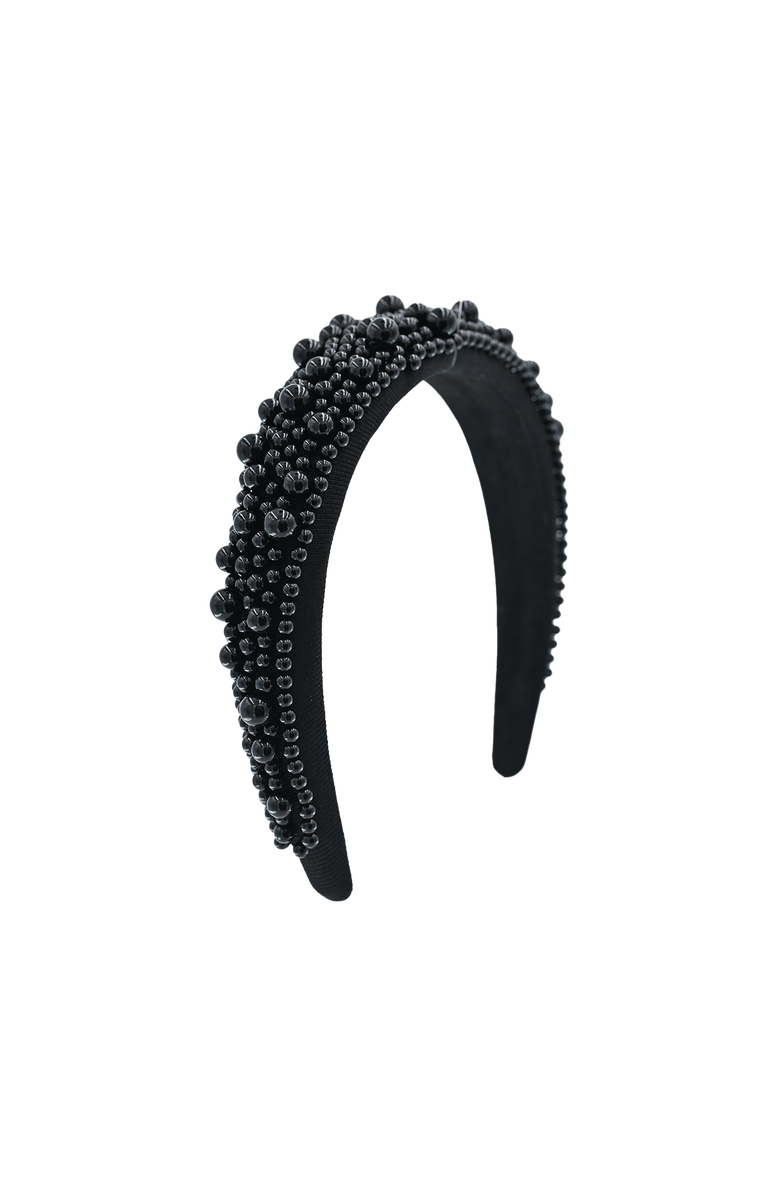 Tulleen Royal Pearl Tiara Headband, Main, color, Black