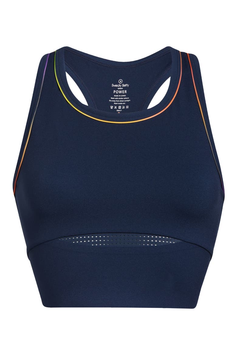 Power Frame Racerback Sports Bra (Limited Edition), Alternate, color, NAVY BLUE MULTI