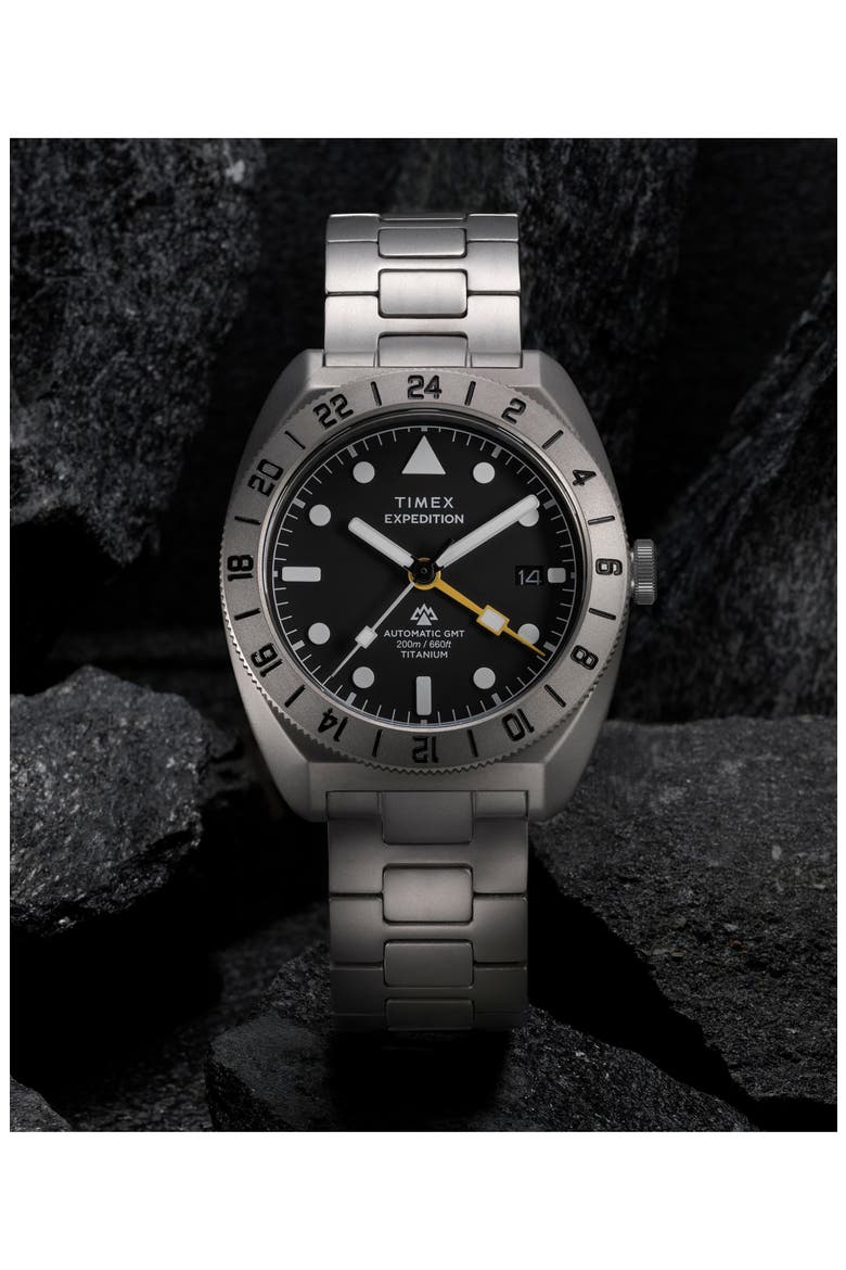 Expedition Pioneer Titanium GMT Automatic Bracelet Watch, 41mm, Alternate, color, TITANIUM