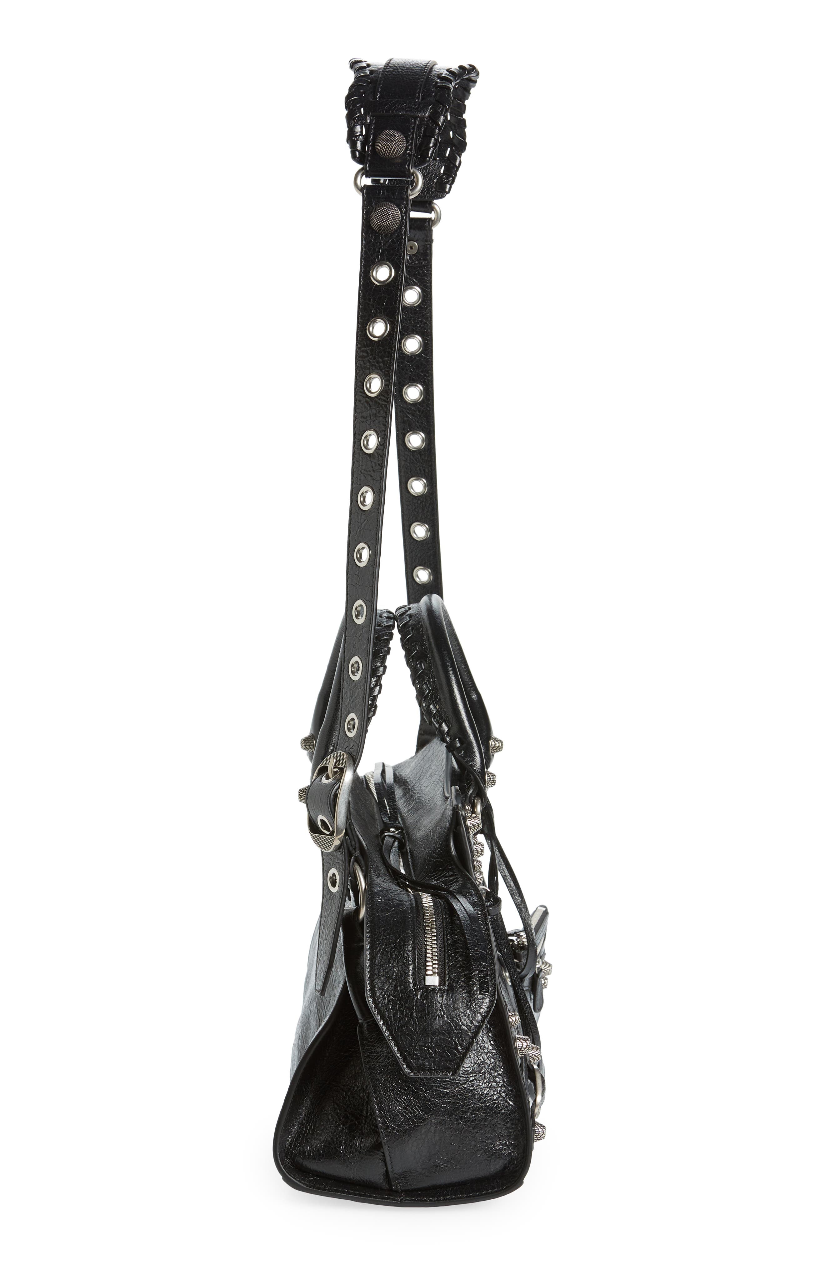 Balenciaga Small Neo Cagole Leather Shoulder Bag, Alternate, color, 