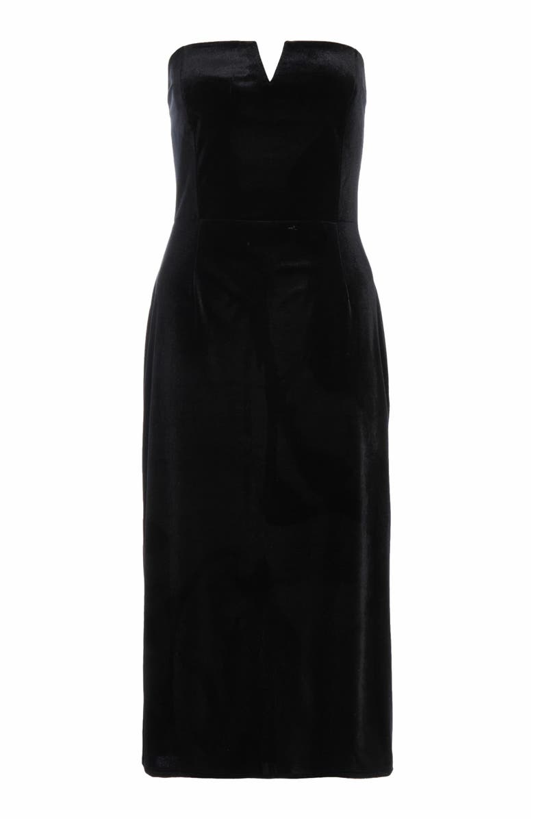 QUIZ Velvet Strapless Midi Dress, Alternate, color, 