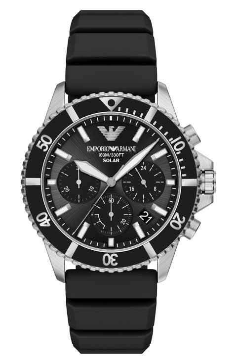 World Explorer Solar Chronograph Silicone Strap Watch, 43.5mm