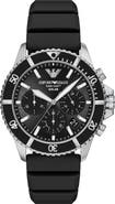 Emporio Armani World Explorer Solar Chronograph Silicone Strap Watch, 43.5mm