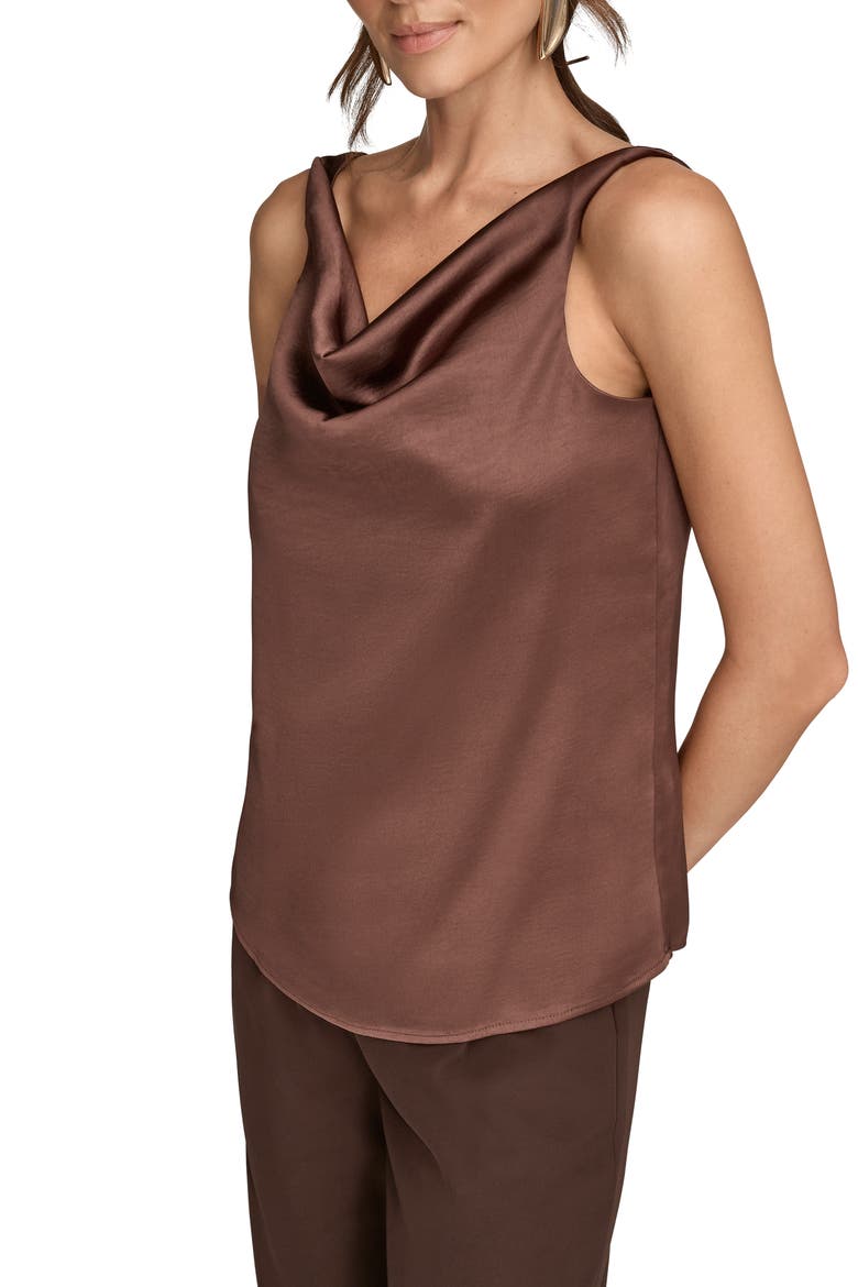 Cowl Neck Charmeuse Tank, Alternate, color, CHOCOLATE PEARL