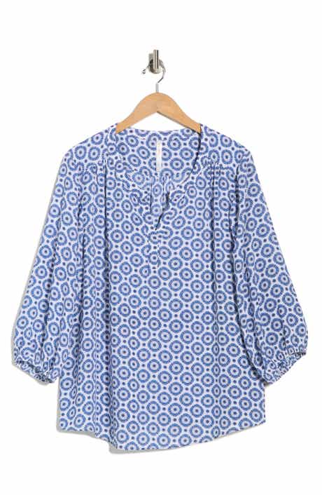 Renee C Split Neck Geo Print Top