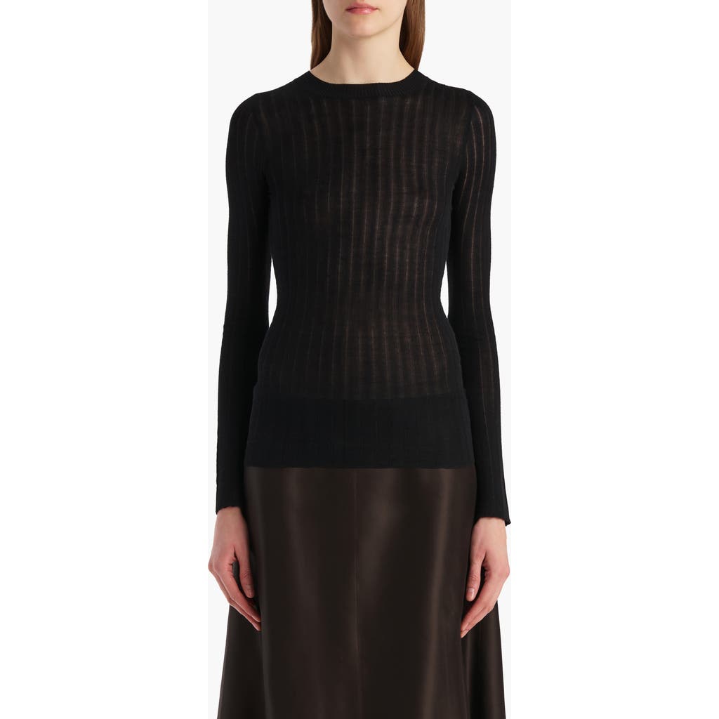 Khaite Elm Ribbed Silk And Wool-blend Top In Black