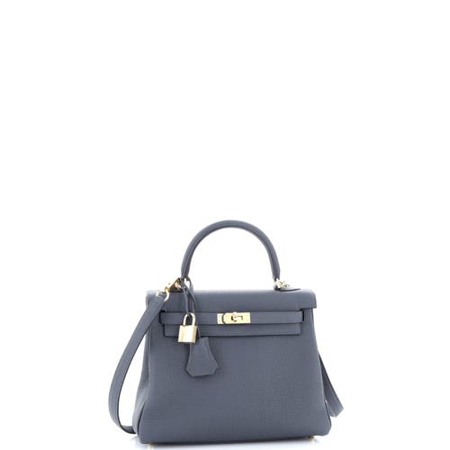Pre-owned Hermes Hermes Kelly Handbag Grey Togo With Permabrass Hardware 25 In Gray