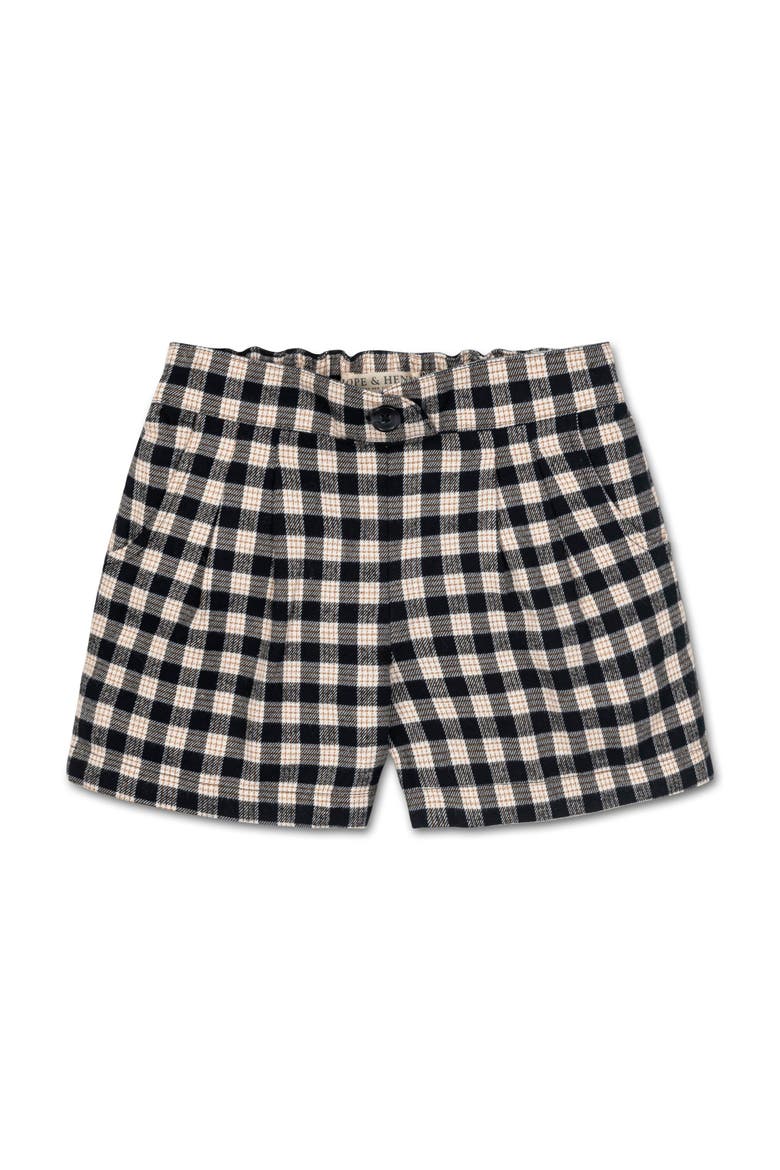 Baby Girls' Organic Pleated Flannel Short, Infant, Main, color, Black and Ivory Check