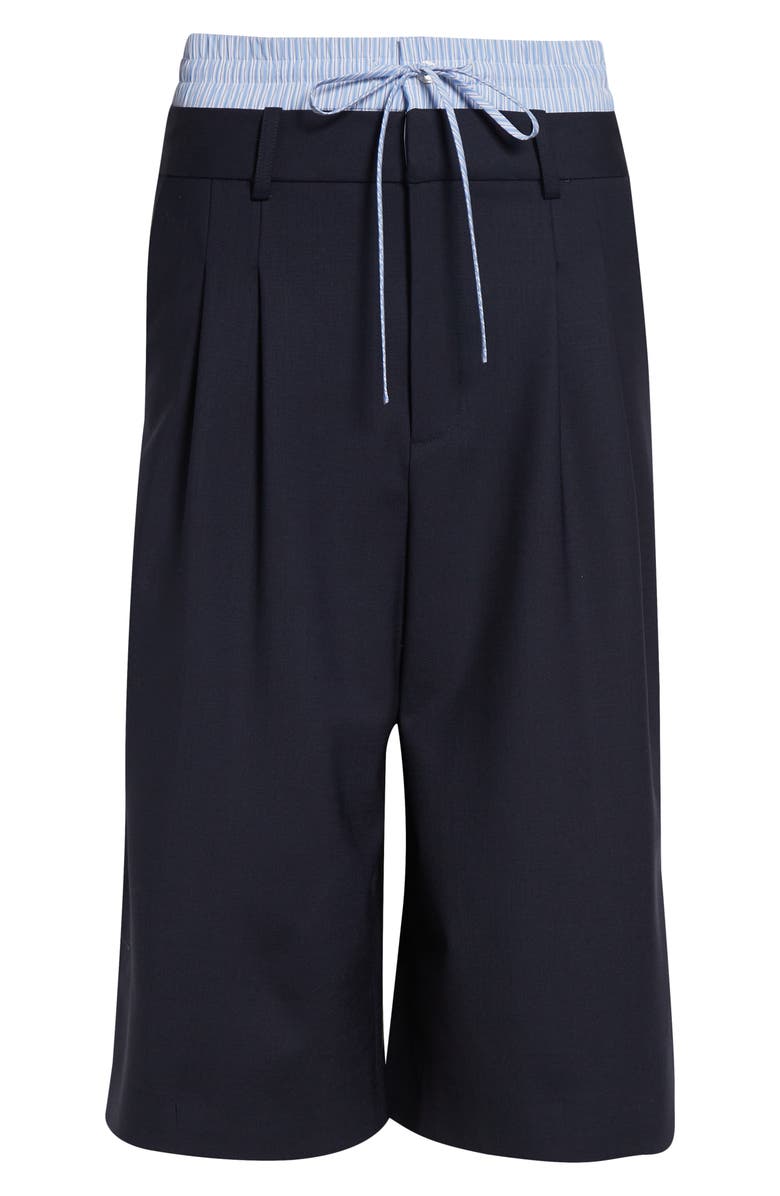 MONSE Double Waistband Stretch Wool Culotte Pants, Main, color, Dark Sapphire