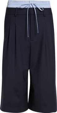 MONSE Double Waistband Stretch Wool Culotte Pants