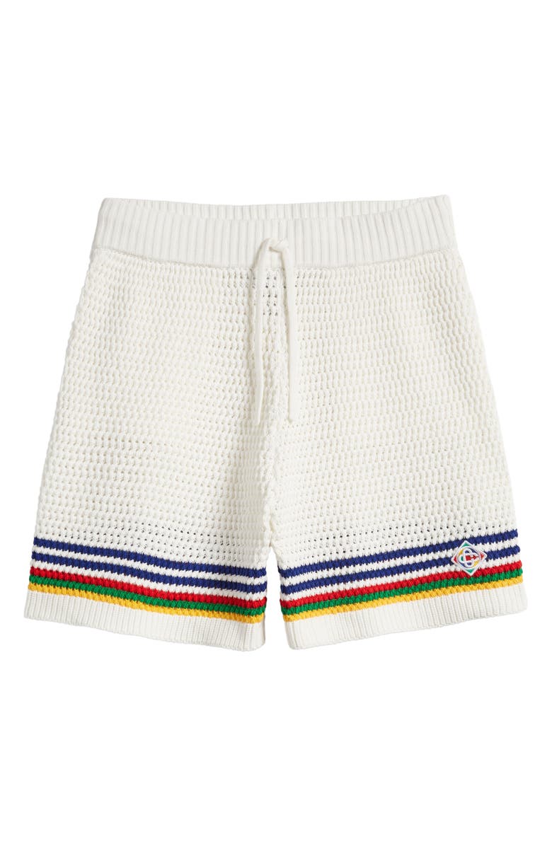 Casablanca Rainbow Stripe Crochet Tennis Shorts, Alternate, color,