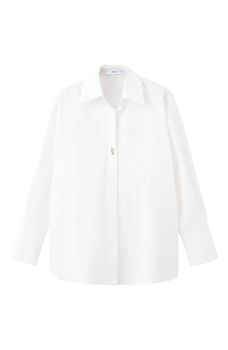 MANGO One-Button Cotton Poplin Shirt, Alternate, color, White