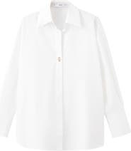 MANGO One-Button Cotton Poplin Shirt