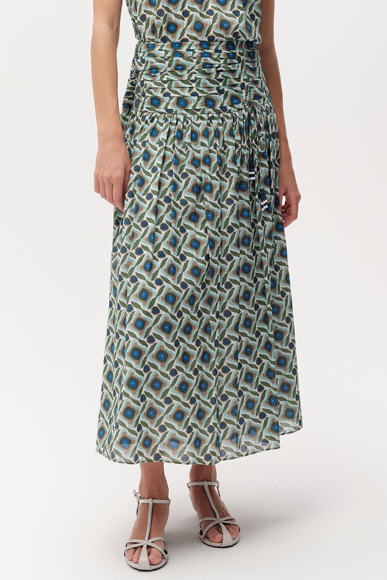 Eldon Smocked Waist Zippered Midi Skirt, Alternate, color, Multi Color