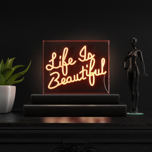 Jonathan Y Life Contemporary Glam Acrylic Box Usb Operated Led Neon Light In Orange