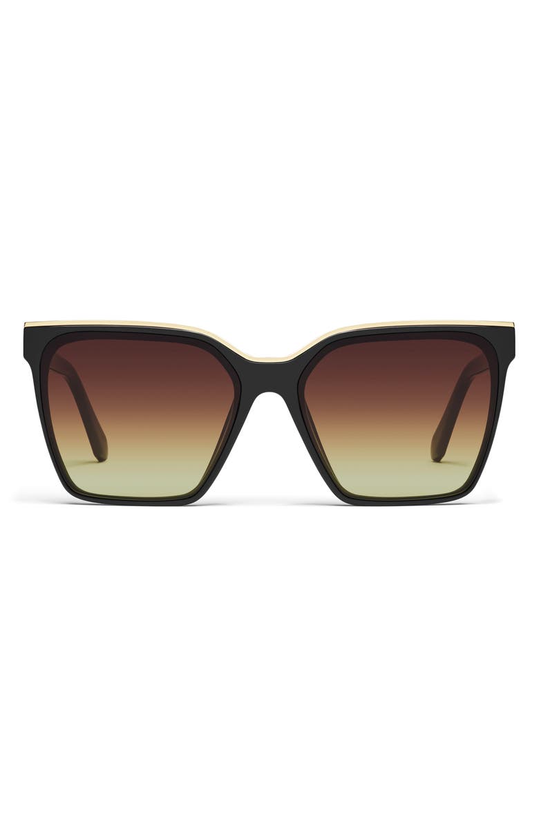 QUAY Level Up 60mm Square Sunglasses, Main, color, Black/ Brown Yellow