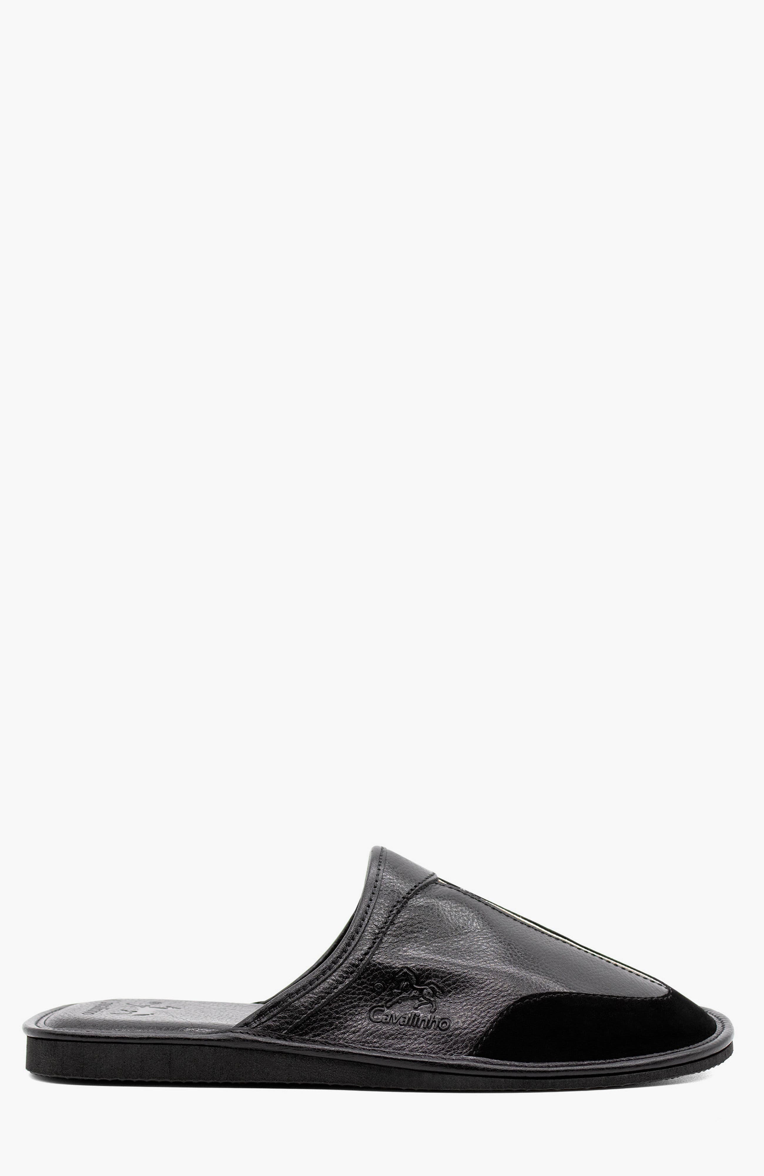 The Sailor Leather House Slippers, Main, color, Black