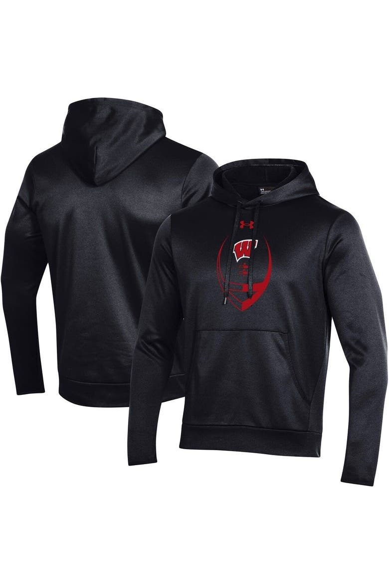 Men's Under Armour Black Wisconsin Badgers Football Icon Pullover Hoodie, Alternate, color, Black