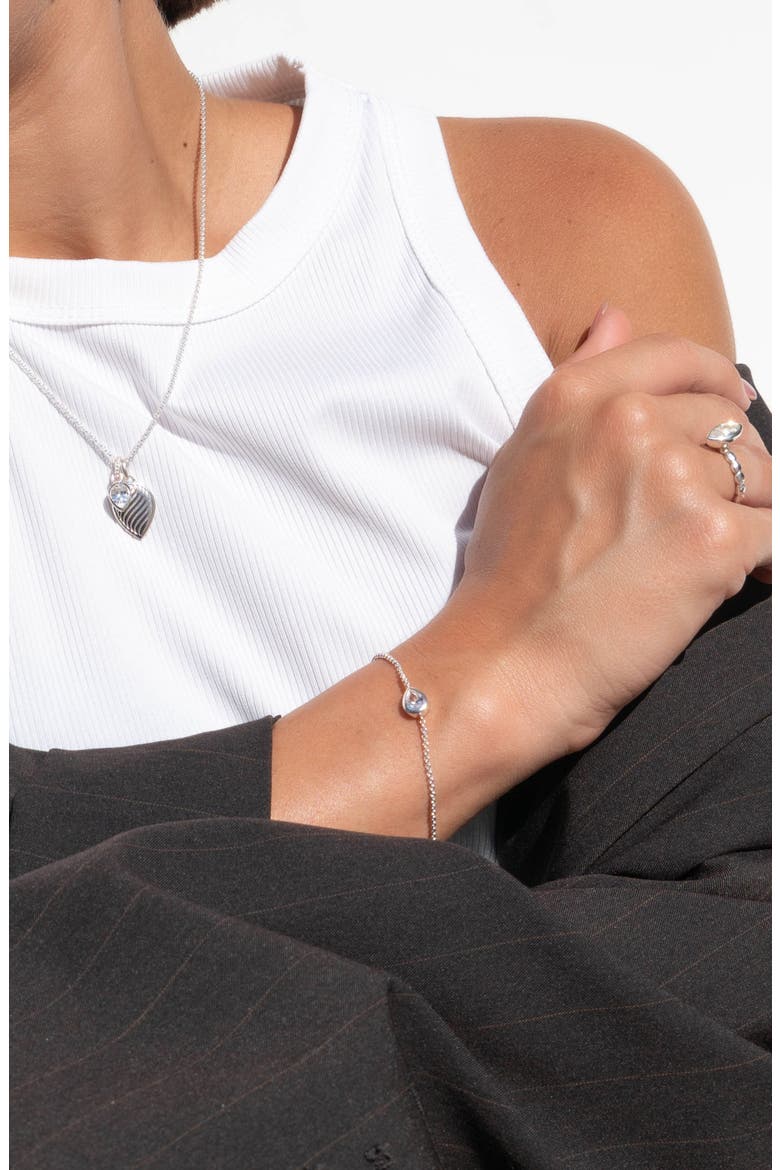 White Topaz Pear Chain Bracelet, Alternate, color, Sterling Silver