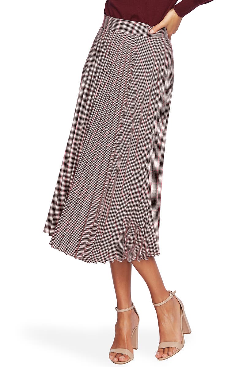 Court & Rowe Houndstooth Pleated Midi Skirt, Alternate, color, 