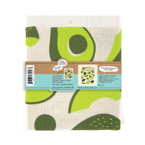 The Neighborgoods Avocado Dish Towel + Sponge Cloth Gift Set In Multi