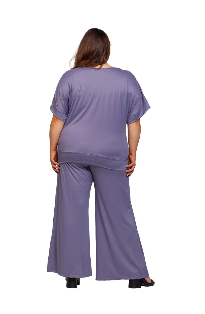 24seven Comfort Apparel Boat Neck Top and Wide Leg Pant Set, Alternate, color, Mauve