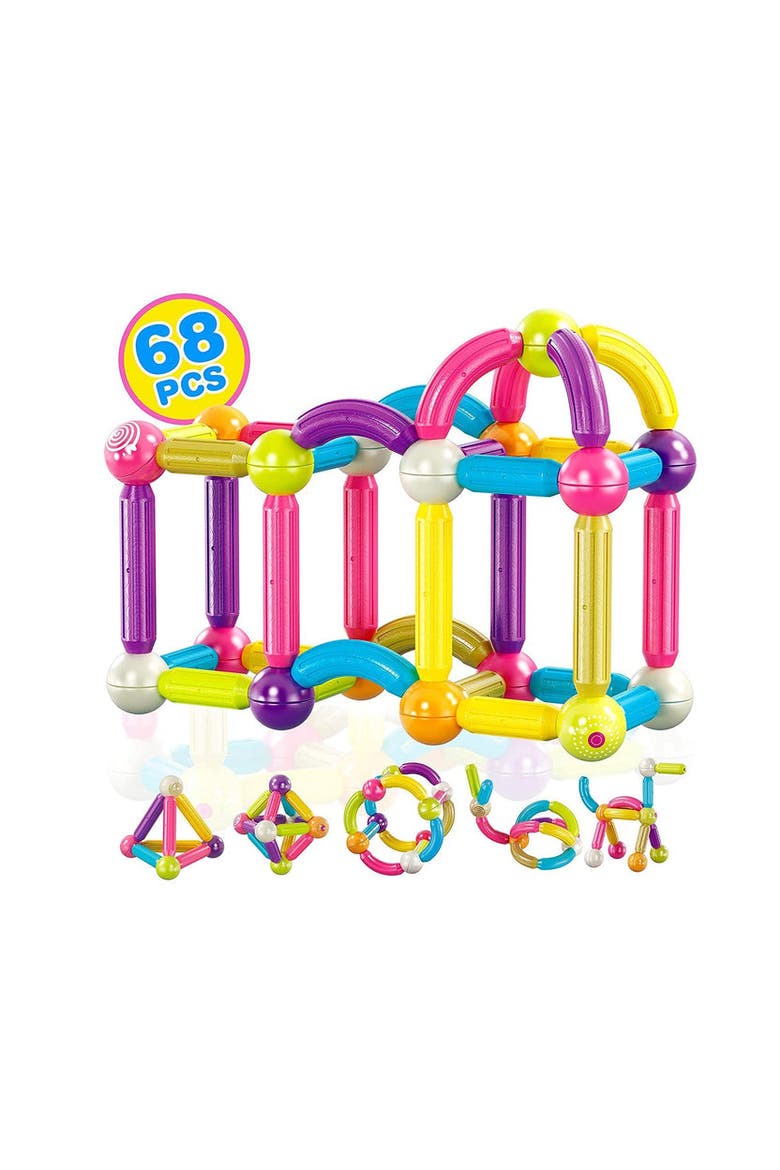 68 Pcs Magnetic Building Set, Alternate, color, Multi Color