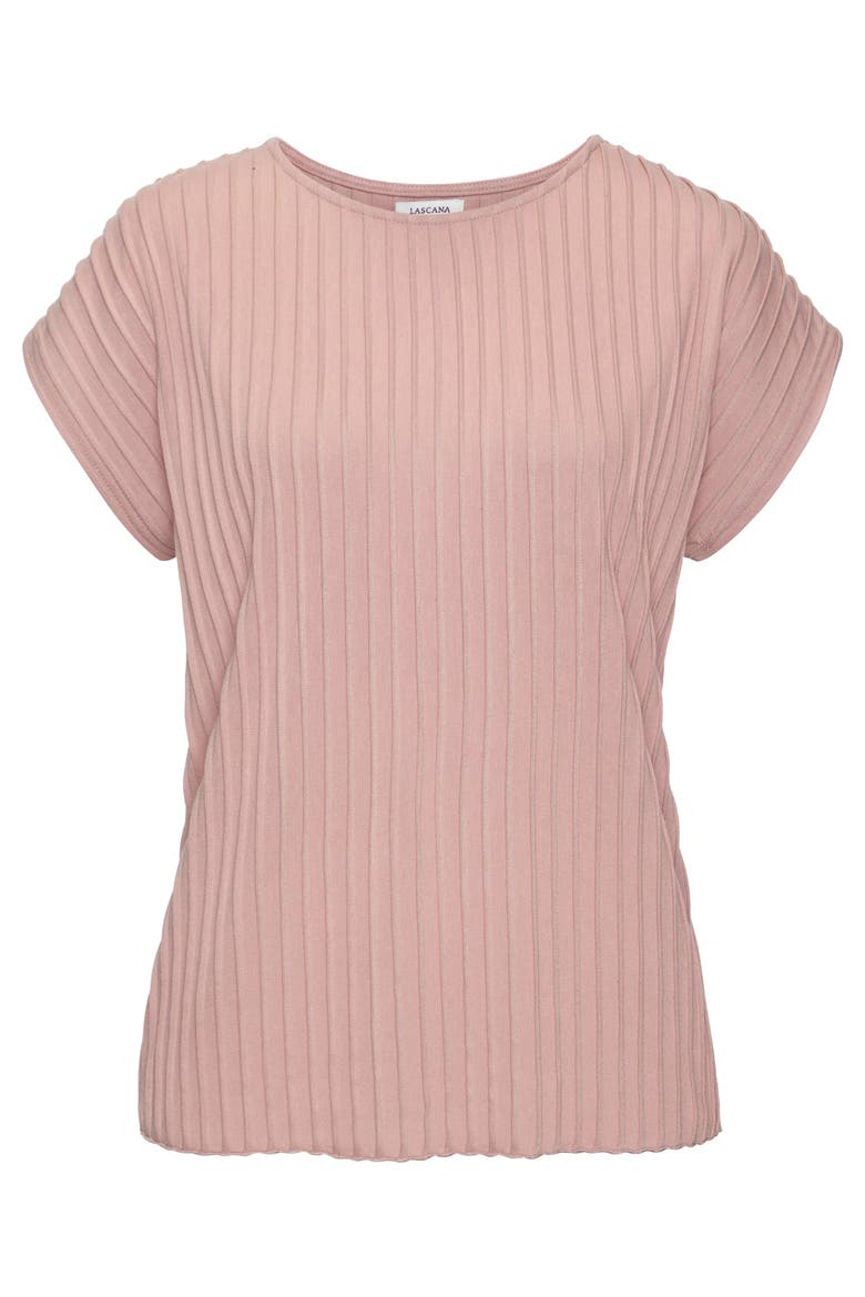 Ribbed Short Sleeve Top, Alternate, color, Mauve