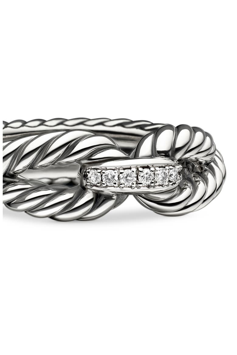 Cable Loop Ring with Diamonds, Alternate, color, STERLING SILVER/ DIAMOND