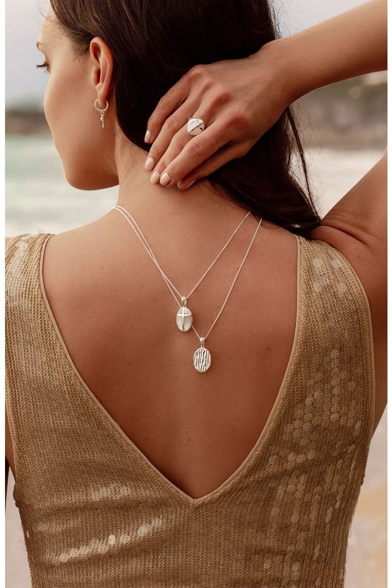 Mother Of Pearl Cross Pendant Necklace, Alternate, color, Sterling Silver