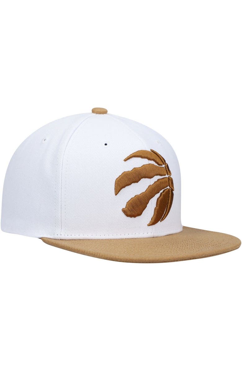 Mitchell & Ness Men's Mitchell & Ness White/Gold Toronto Raptors Hardwood Classics Core Snapback Hat, Alternate, color,
