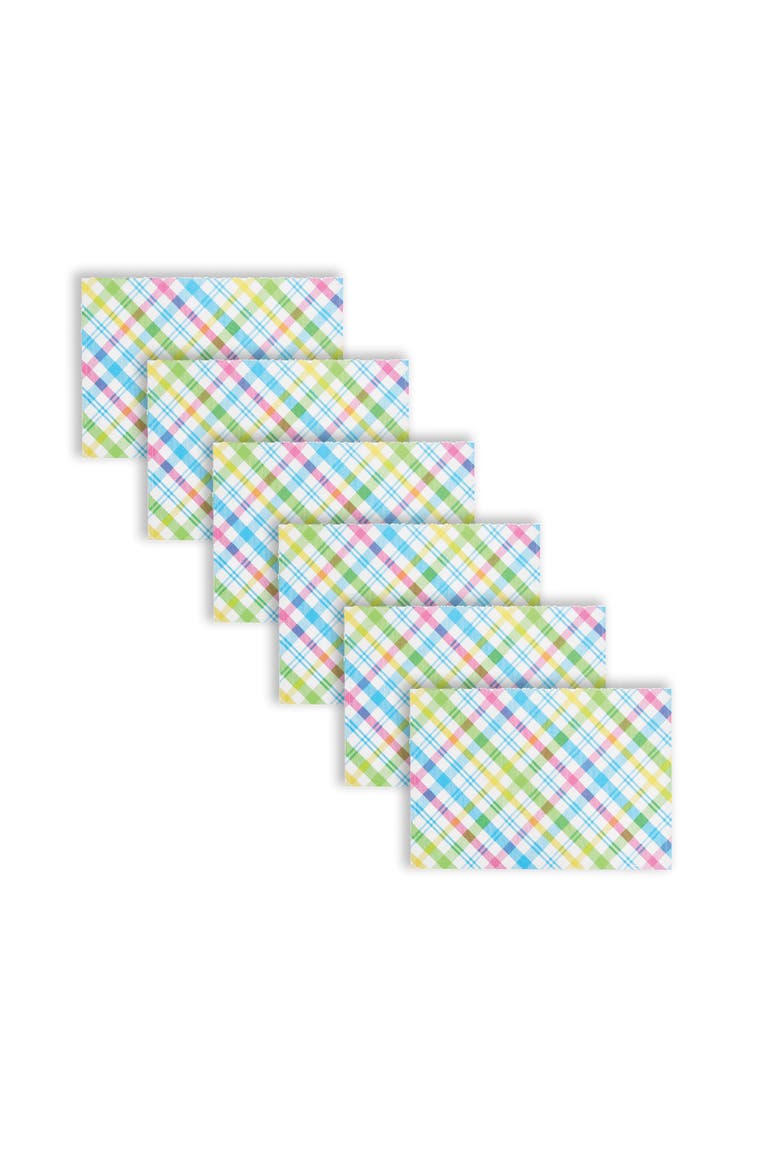 Spring Blossom Plaid Easter 100% Cotton Set of 6 Placemats 13" x 19", Alternate, color, Red