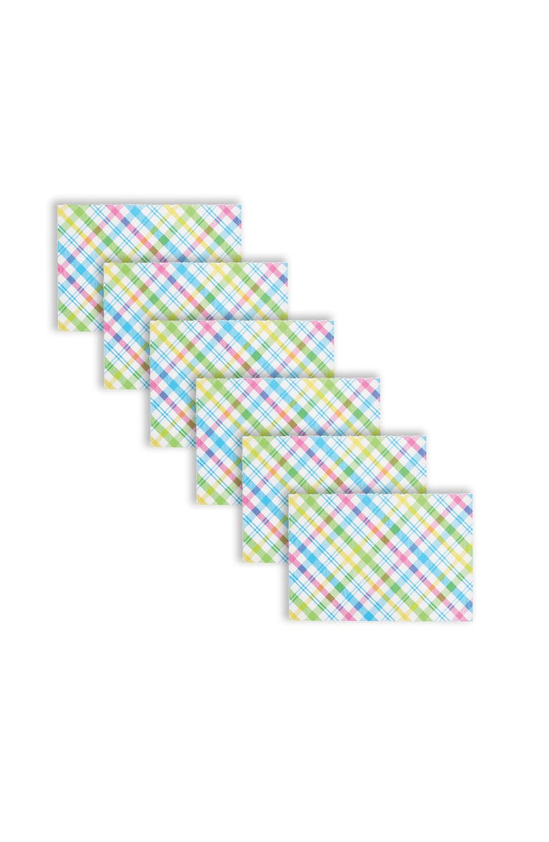 C&F Home Spring Blossom Easter Plaid Printed Placemats Set of 6 Springtime, 13" x 19", Alternate, color, Red