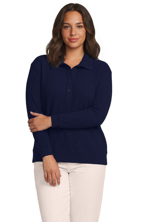 Plus Size Long Sleeve Waffle Button Up Henley