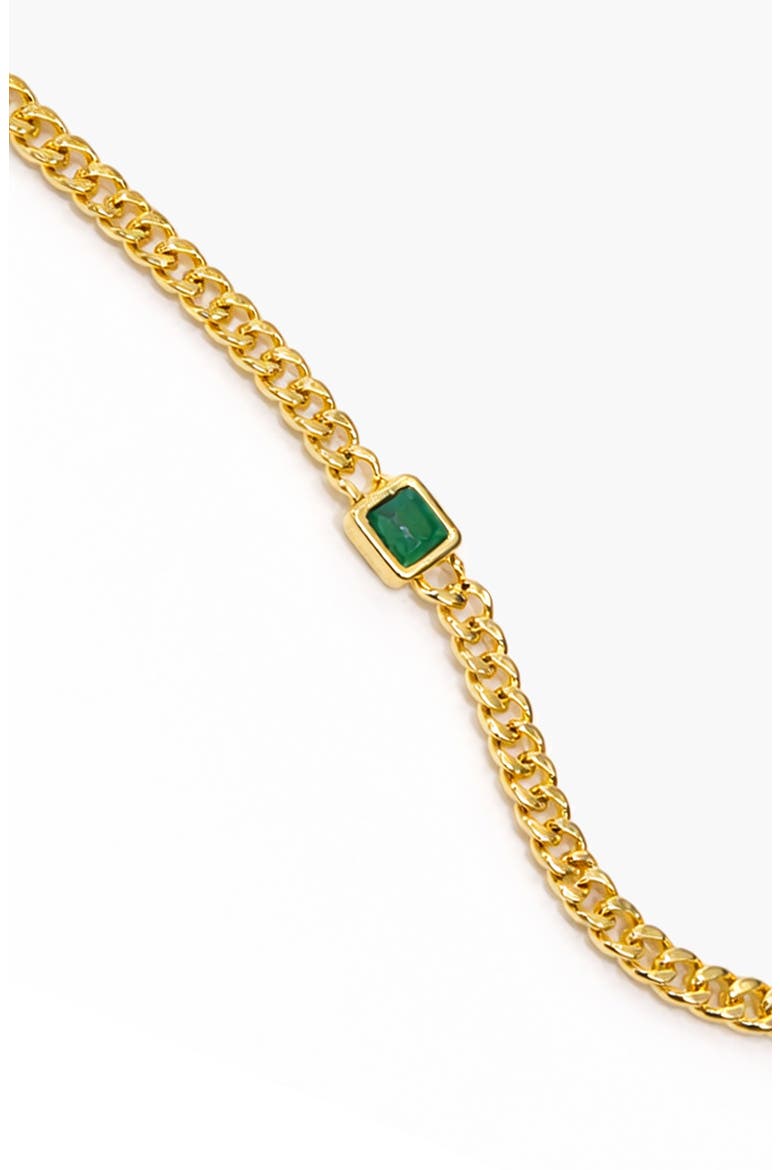 Pea Malachite Stone Curb Chain Bracelet in Gold, Alternate, color, Gold