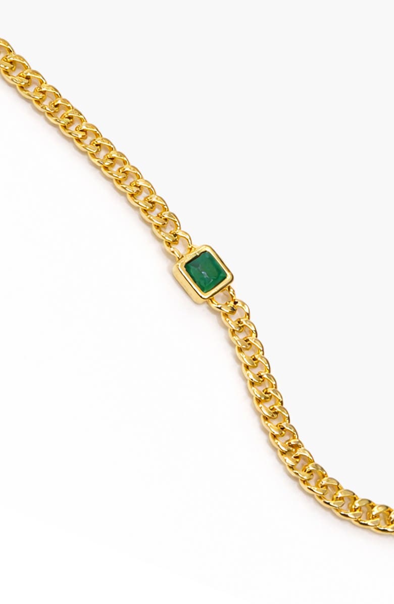 YOJ Pea Malachite Stone Curb Chain Bracelet in Gold, Alternate, color, Gold