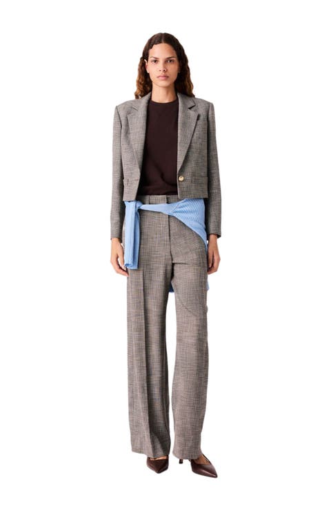 Short Checked Suit Jacket